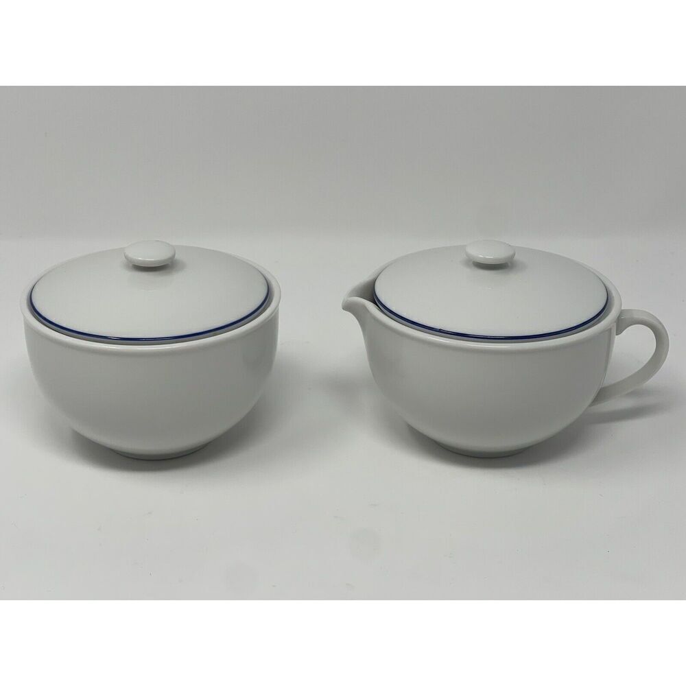 Crate & Barrel Epoch Blue Line Sugar Creamer Japan Kathleen Wills Discontinued
